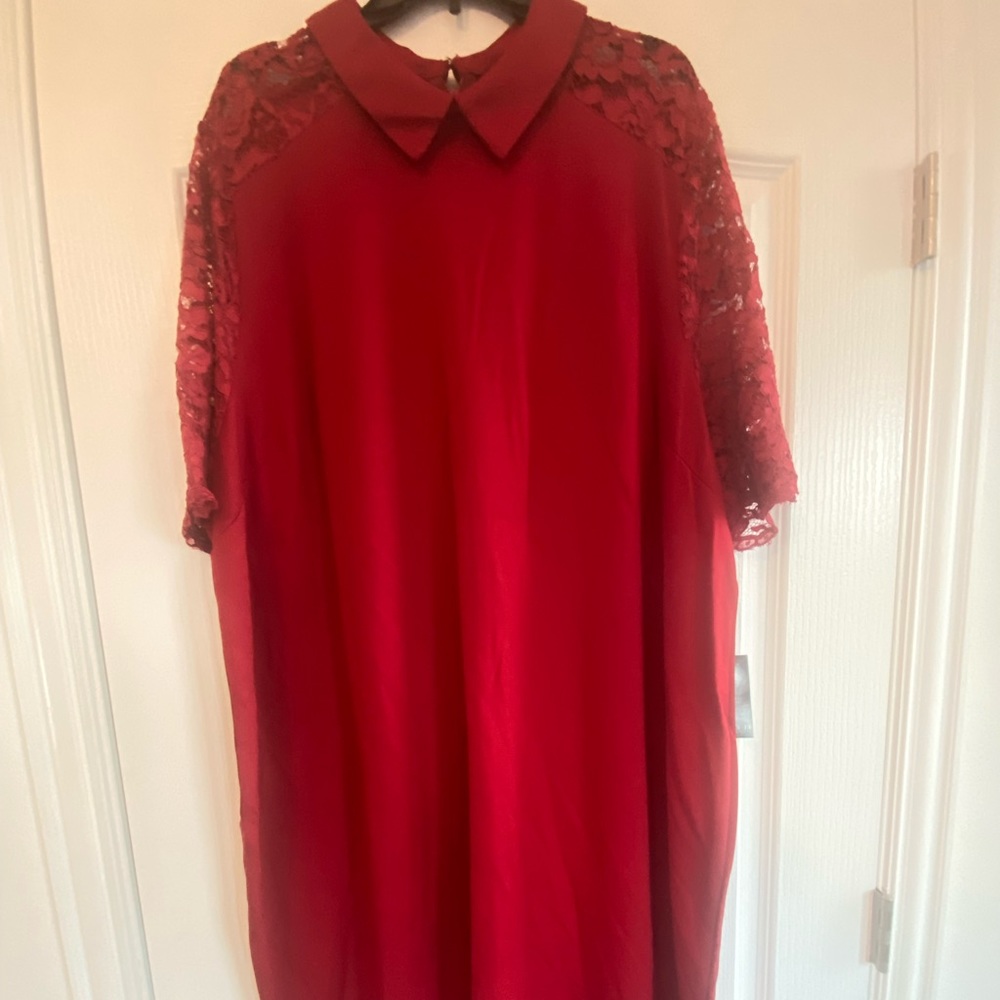 ELOQUII Red Lace Sleeve Dress